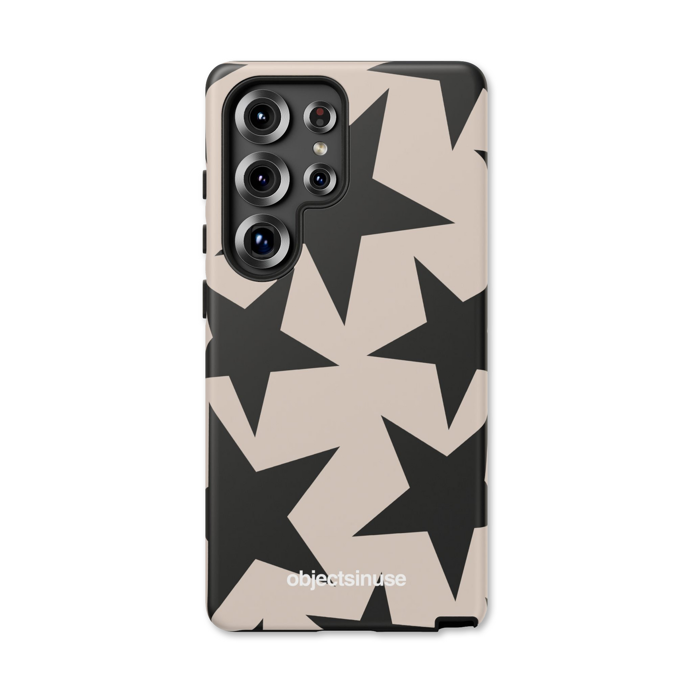 Samsung Galaxy Cute Abstract Black Phone case with black star pattern on a beige background