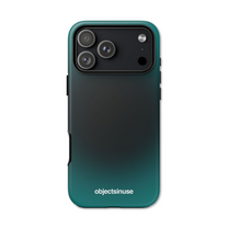 Apple iPhone Abstract Blue and Black Phone Case Teal phone case with 'objectsinuse' branding on a white background