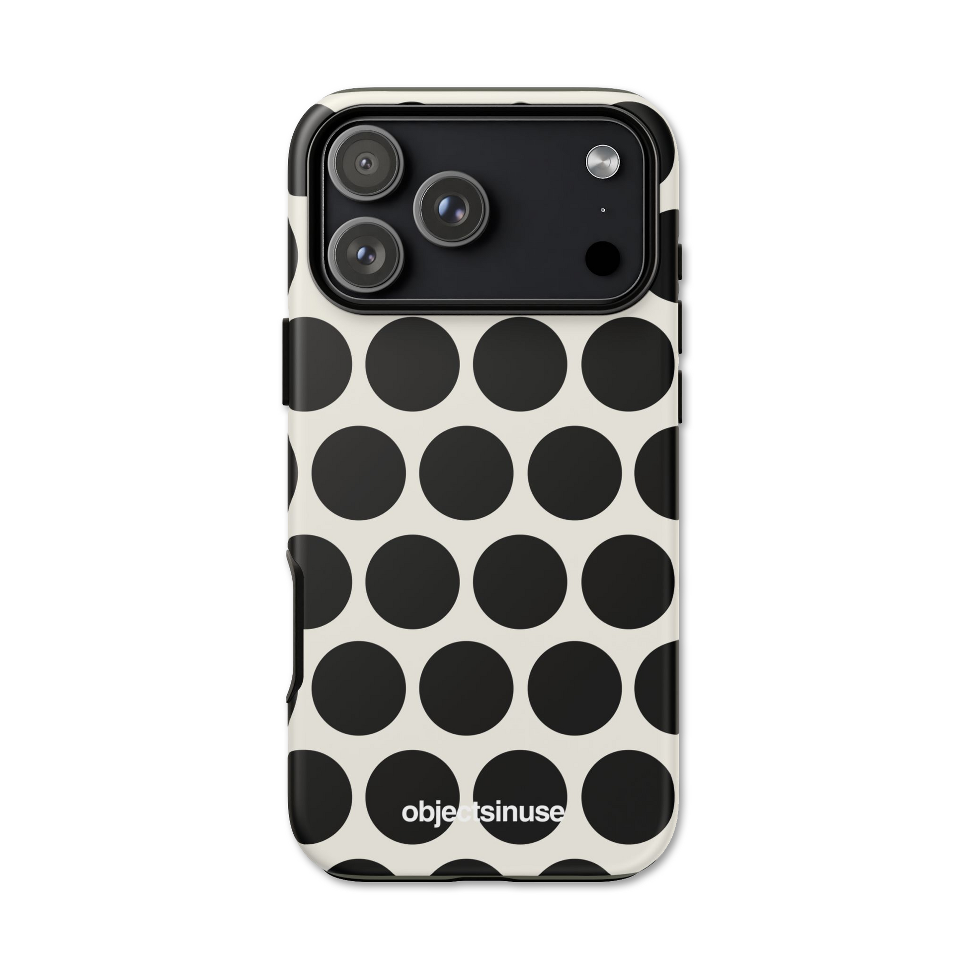 Apple iPhone Cute Abstract Art White and Black Phone case with black polka dot pattern on a white background