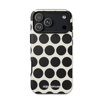 Apple iPhone Cute Abstract Art White and Black Phone case with black polka dot pattern on a white background