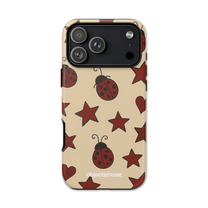 Apple iPhone Cute Phone case with ladybug and star pattern on beige background