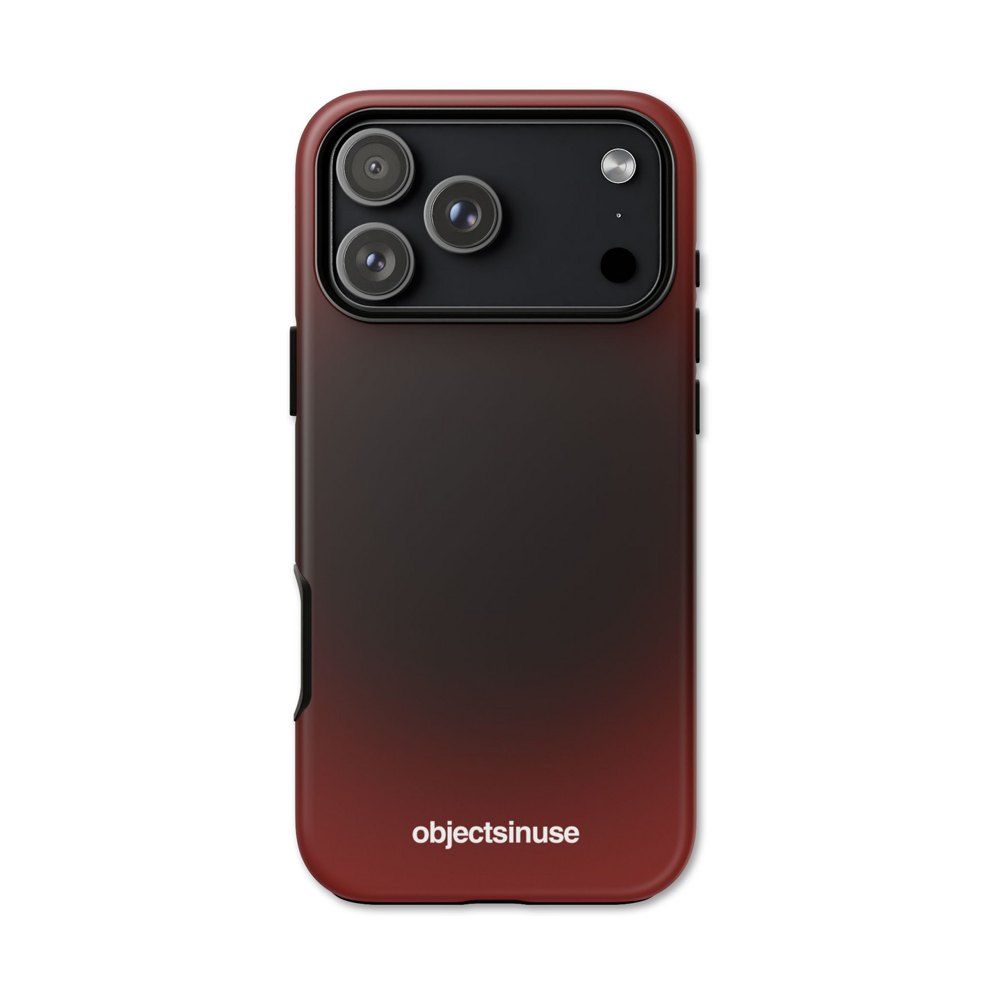 Apple iPhone Abstract Black Phone case with gradient design and 'objectsinuse' branding on a white background