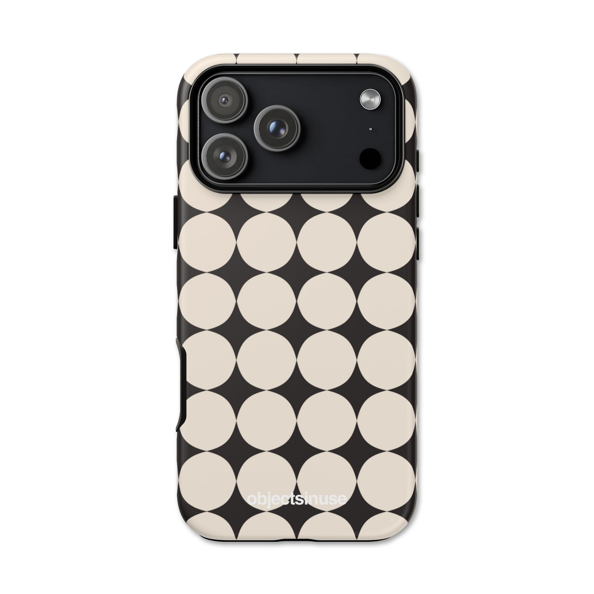 Apple iPhone Cute Abstract Art White and Black Phone case with black and white circular pattern on a white background